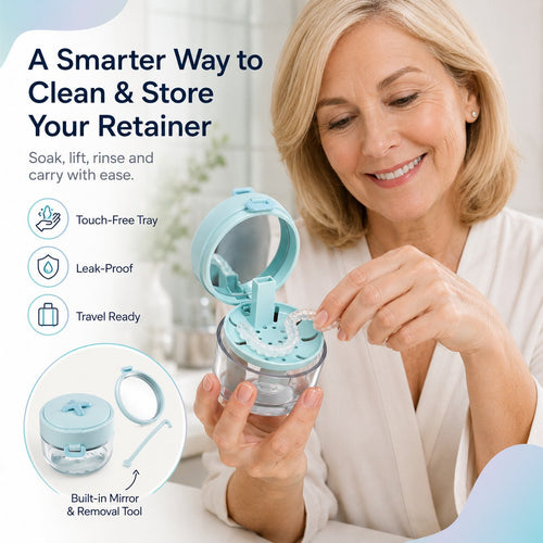 🏆100K+ SOLD! 💧Portable Retainer and Denture Cleaning Case with Magnetic Lifting Tray