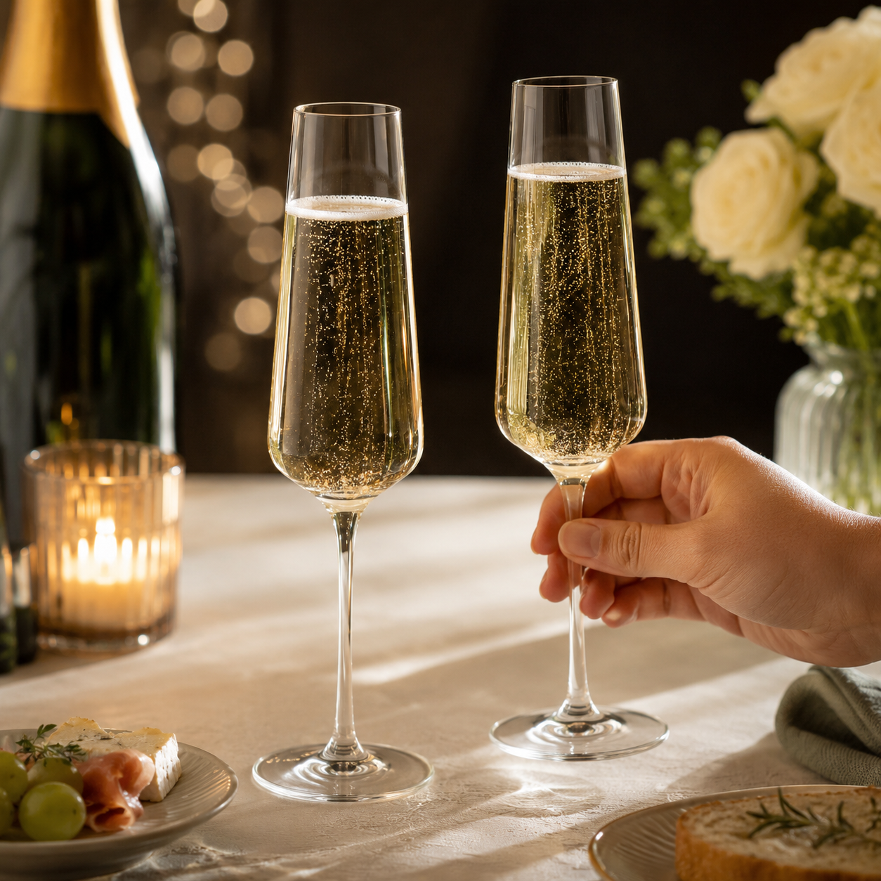 French-Style Elegant Crystal Champagne Flute