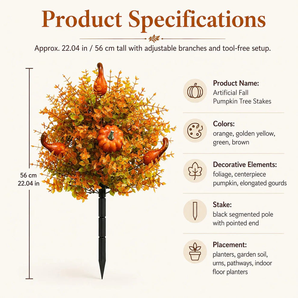 🔥Limited Time Offer – Artificial Fall Pumpkin Tree Stakes🍂