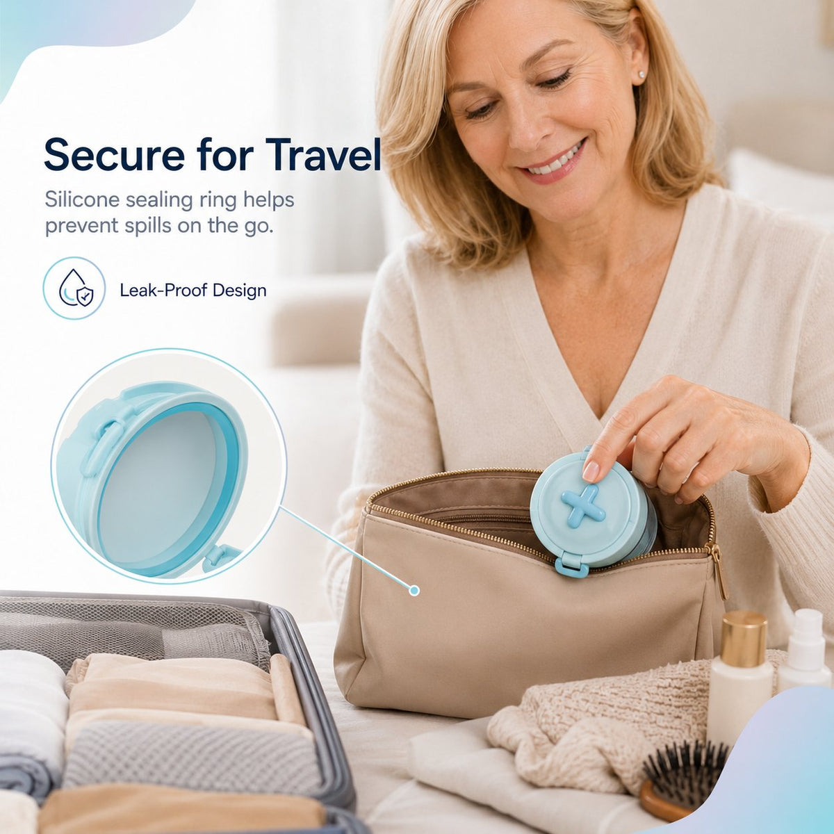 💧Portable Retainer and Denture Cleaning Case with Magnetic Lifting Tray