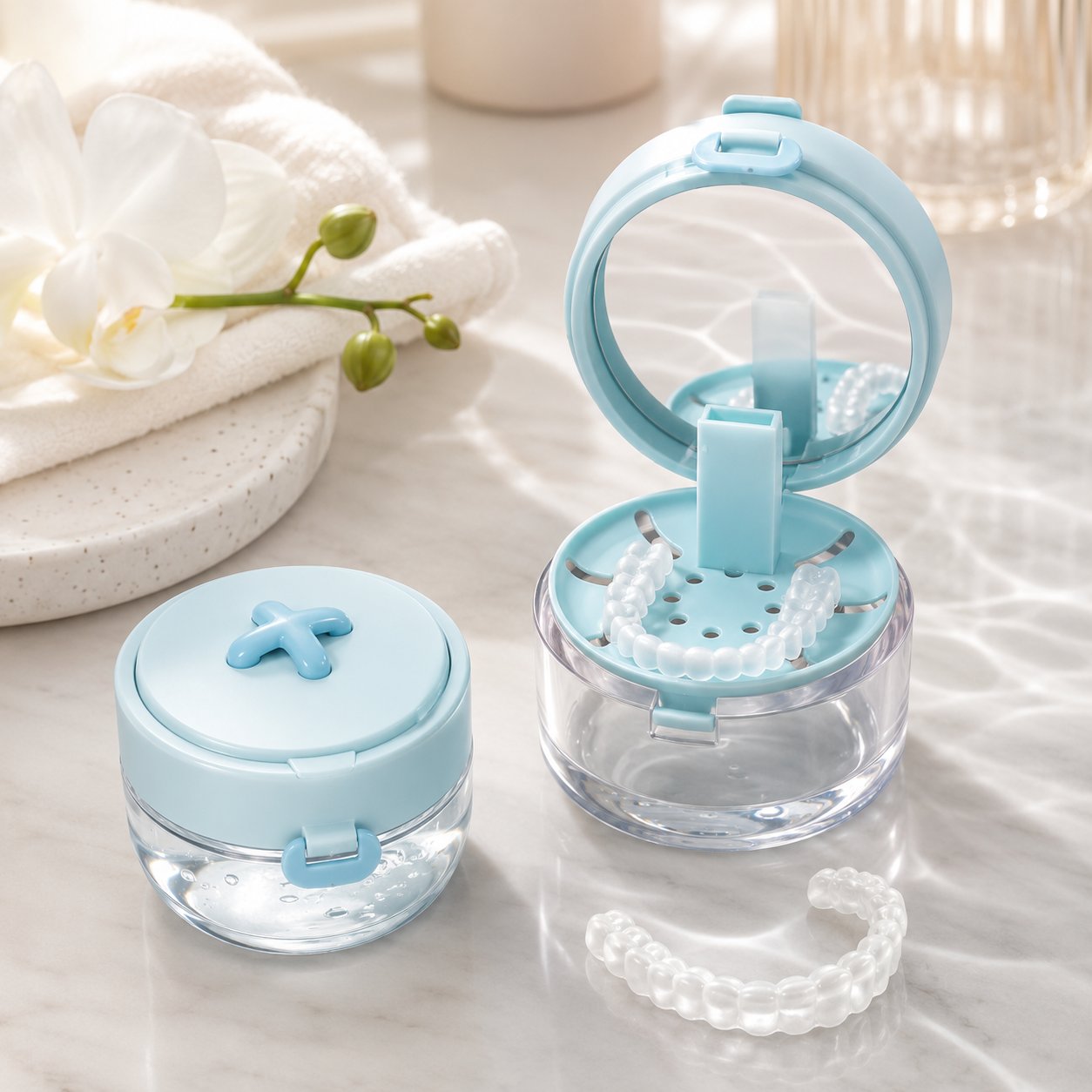 🏆100K+ SOLD! 💧Portable Retainer and Denture Cleaning Case with Magnetic Lifting Tray
