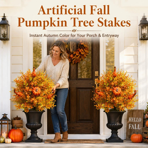 🔥Limited Time Offer – Artificial Fall Pumpkin Tree Stakes🍂
